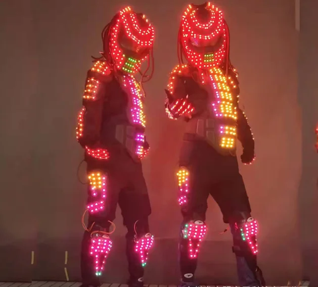 Led RGB Color Moving Dance Robot Costume Suit for Men Party Luminous Performance Wear