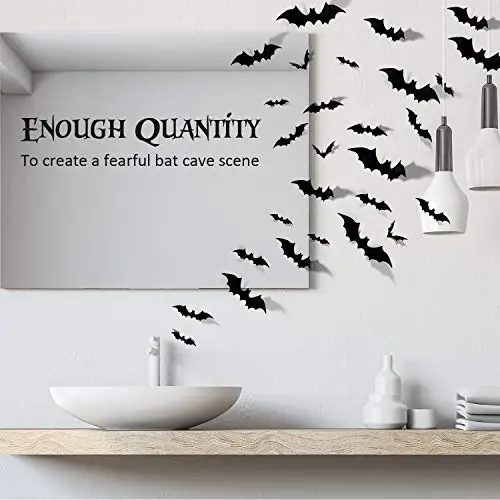 Halloween Party Decor with 60 Pieces Bat Sticker Halloween Sticker for Scary Halloween Decorations,Party Decorations,Kids Party
