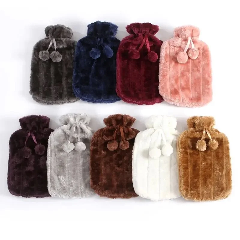 2L faux fur BS quality Factory direct sale hot water bottle for warming hands