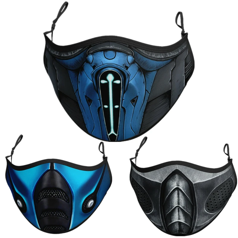 Mortal Kombat Noob Saibot Scorpion Sub Zero Ninja Cosplay Face Mask Dustproof Adults Masks Filter Washable