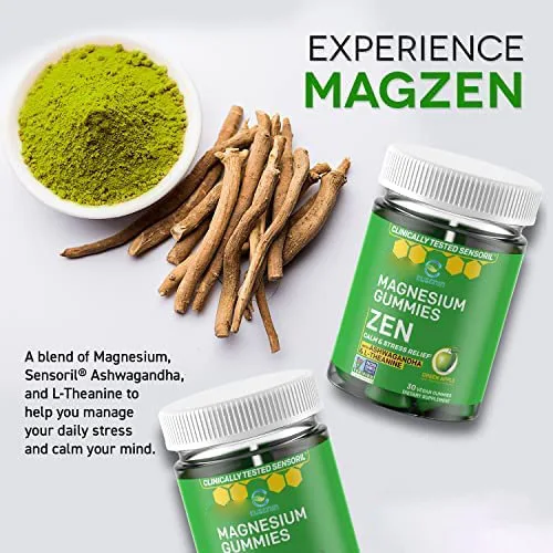 Magnesium Citrate Pressure Gummies with Theanine & Ashwagandha Extract Calming Support Vitamins Supplements