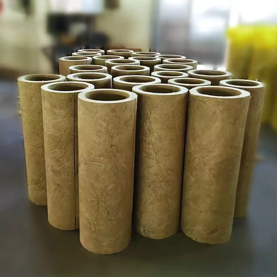 Length 1000mm Rockwool Pipe Fire Resistance Section Rock Wool 100-150 Kg/m³