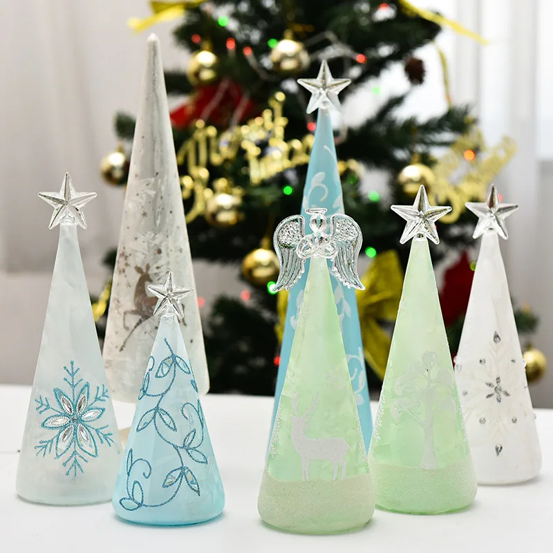 Hand-Painted Glass Crafts With Led Light For Tabletop Home Decorations Gift Christmas Glass Angel Ornament