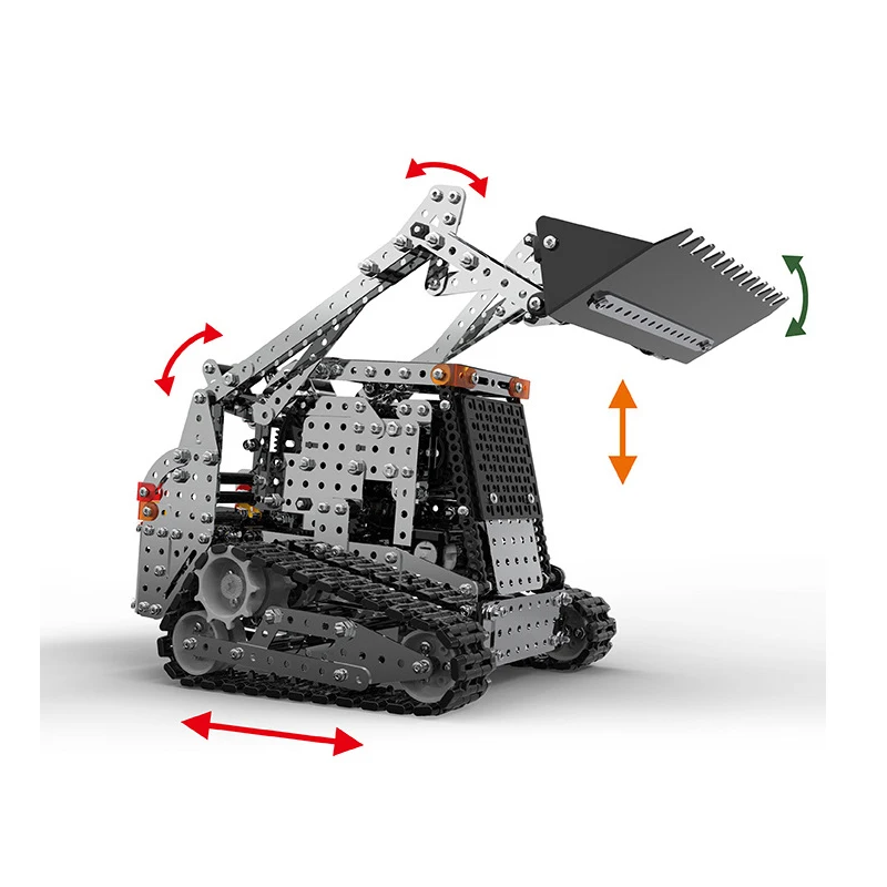 Metal Assembled Dumper 2.4G RC 10 Channel Tracked Forklift Block Set Bricks Building Style Model Toys Tanks