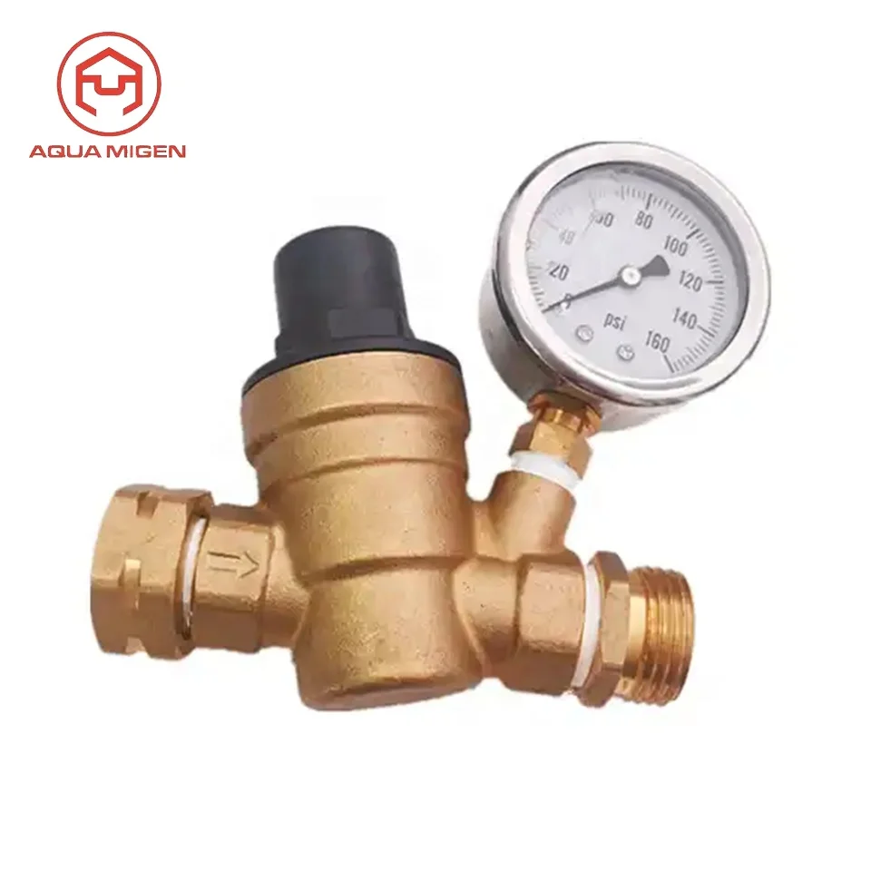 3/4 -11.5 RV Lead Free Brass Water Pressure Regulator With Pressure Gauge garden using