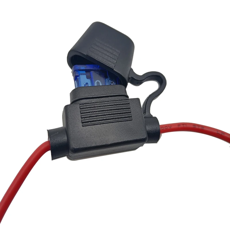 15 A Waterproof Fuse Holder, 16AWG ATO Blade Fuse Holder In-Line with a Cap, Standard Plug Socket with 6pcs Medium Blade Fuse