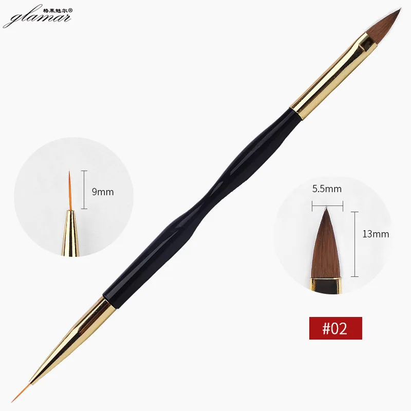 Factory Price Double Head Synthetic Hair Ergonomics Handle Painting Liner Gel Polish Nail Art Brush