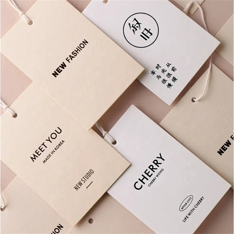 Оптовая продажа этикетки для одежды бумажные с индивидуальным логотипом