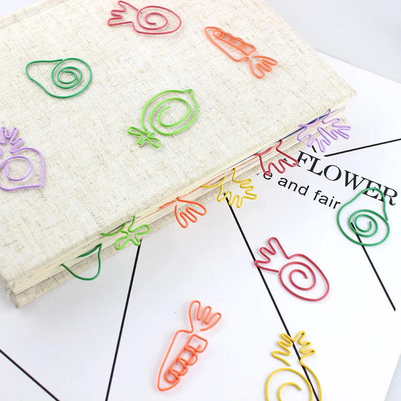 YS1009  Custom Logo Colorful Assorted Fruits Vegetables Shaped DIY Metal Paper Clips for office