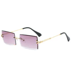 Sunway Eyewear Hot Selling Street Beat Sunglasses Women Fashion Rectangle Rimless Square Sun Glasses for Ladies
