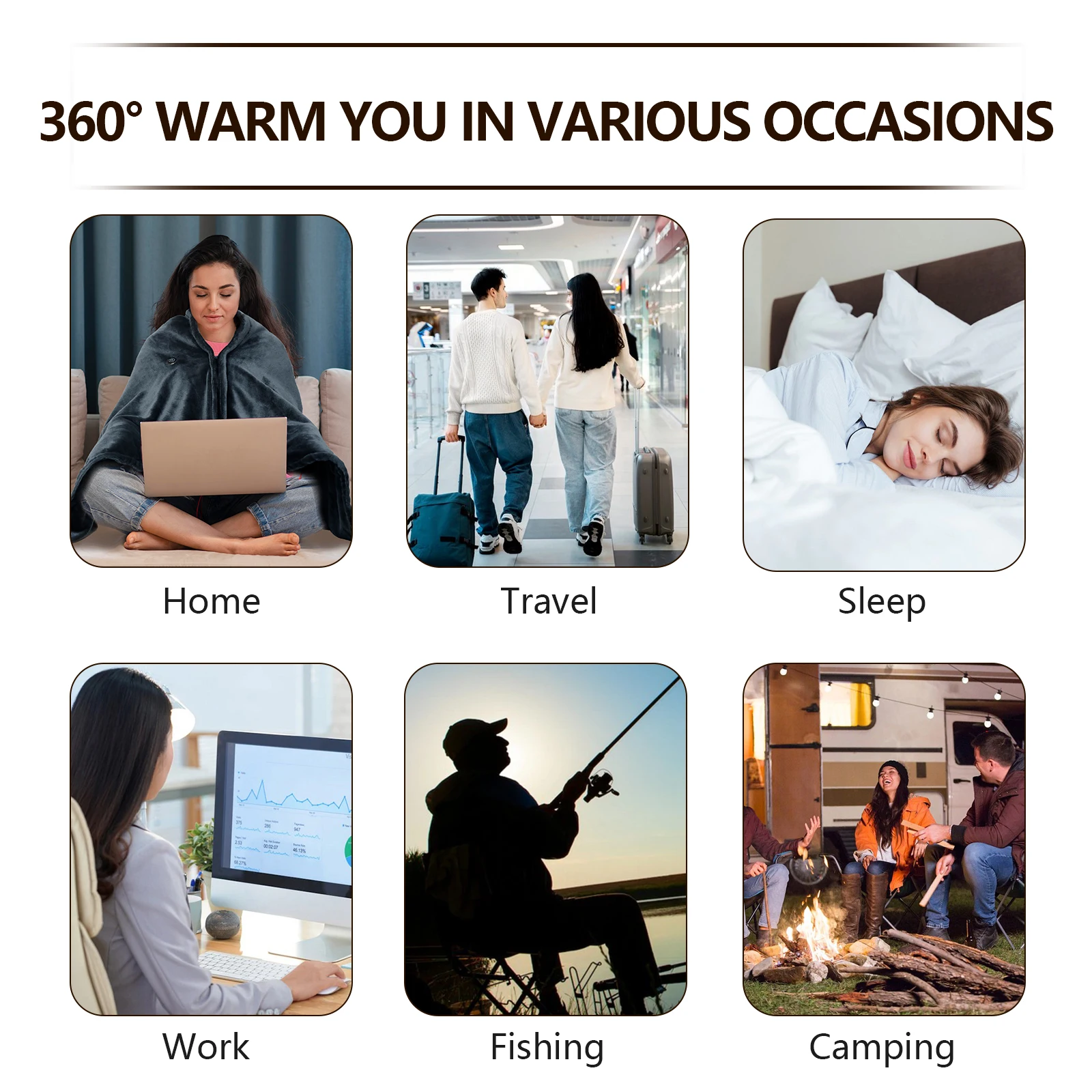 USB Heated Blanket,Heated Car Blanket,Machine Washable Super Cozy Soft Heated Blanket with 3 Heating Levels & Timing Function