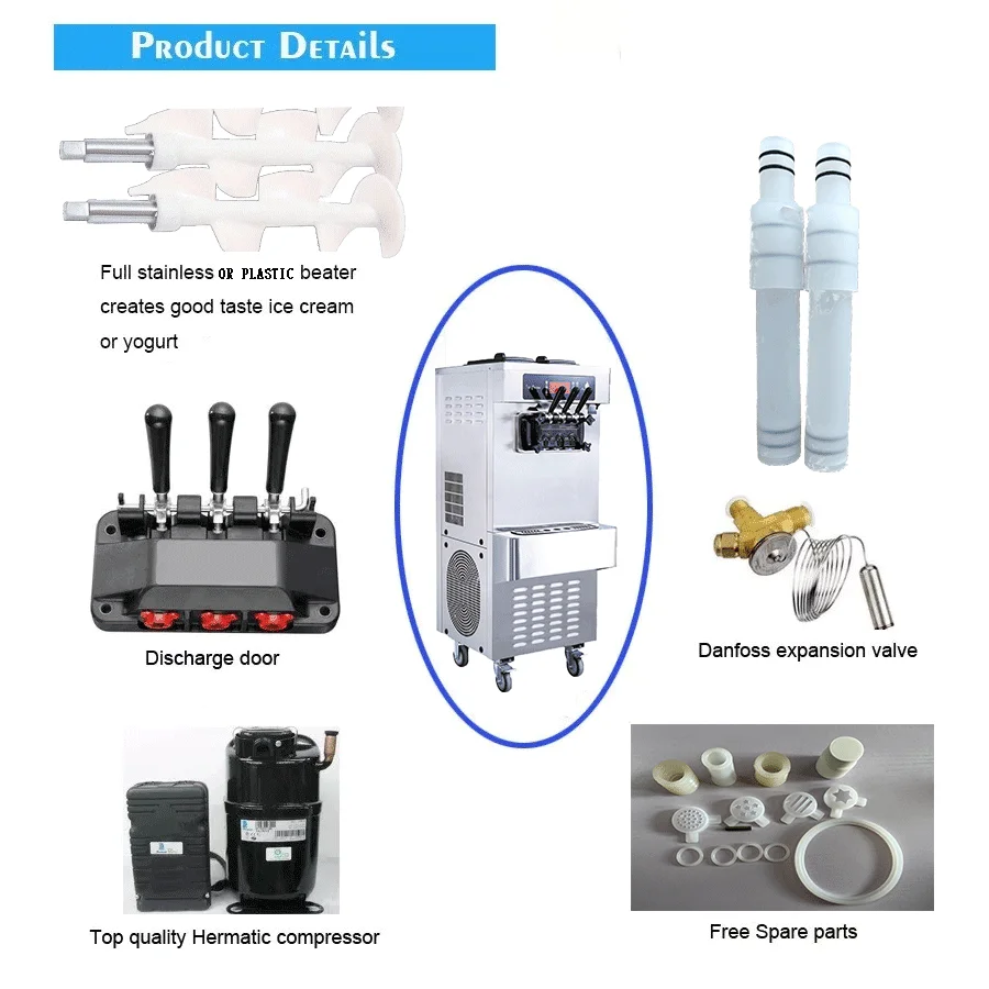 Ice Cream Making Machine Professional Commercial Automatic Icecream Maker 3 Flavor Soft Serve Ice Cream Machine For Business