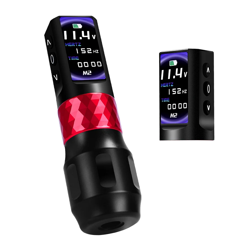 Rechargeable High Capacity OLED Display Digital Rotary Tattoo Machine Wireless Battery Tattoo Pen Set with Dual Batteries