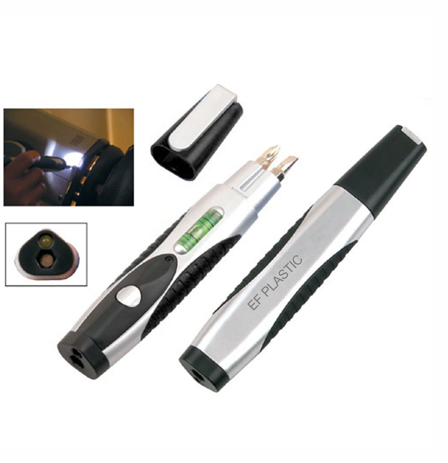 Portable 4 in 1 promotional screwdriver pocket pen shape LED flashlight screwdriver with level bubble