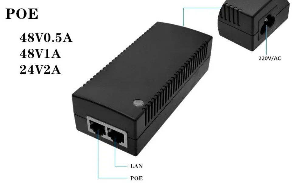 10/100/1000Mbps POE adapter 48V 1A gigabit poe power supply module