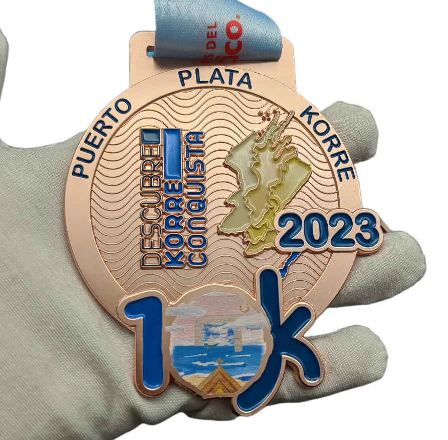 Персонализированная дешевая 10K Высококачественная медаль Спортивная гонка индивидуальная с пользовательской лентой