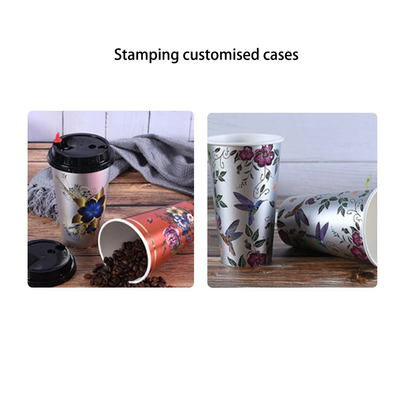 Wholesale Disposable Double Thickened Coffee Cups Silver Aluminium Foil Paper Cups Hot Drinks Takeaway Cups