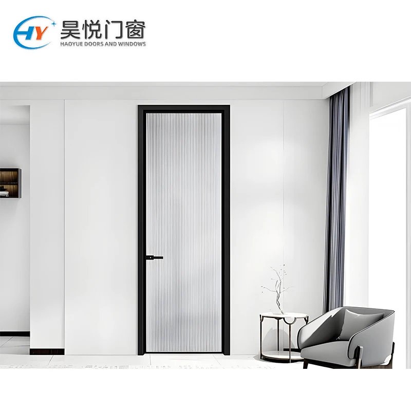 2024 Modern Bathroom Casement Office Door with Clear Glass Swing Mirror Entry Aluminum Front Design Modern Style Casement Door