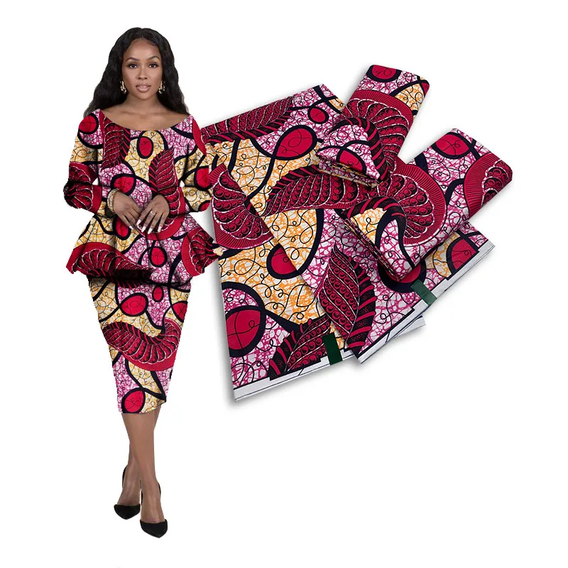 Custom Wax Print Cotton African Aso Oke Gele Material Colorful Java and Ankara Fabrics