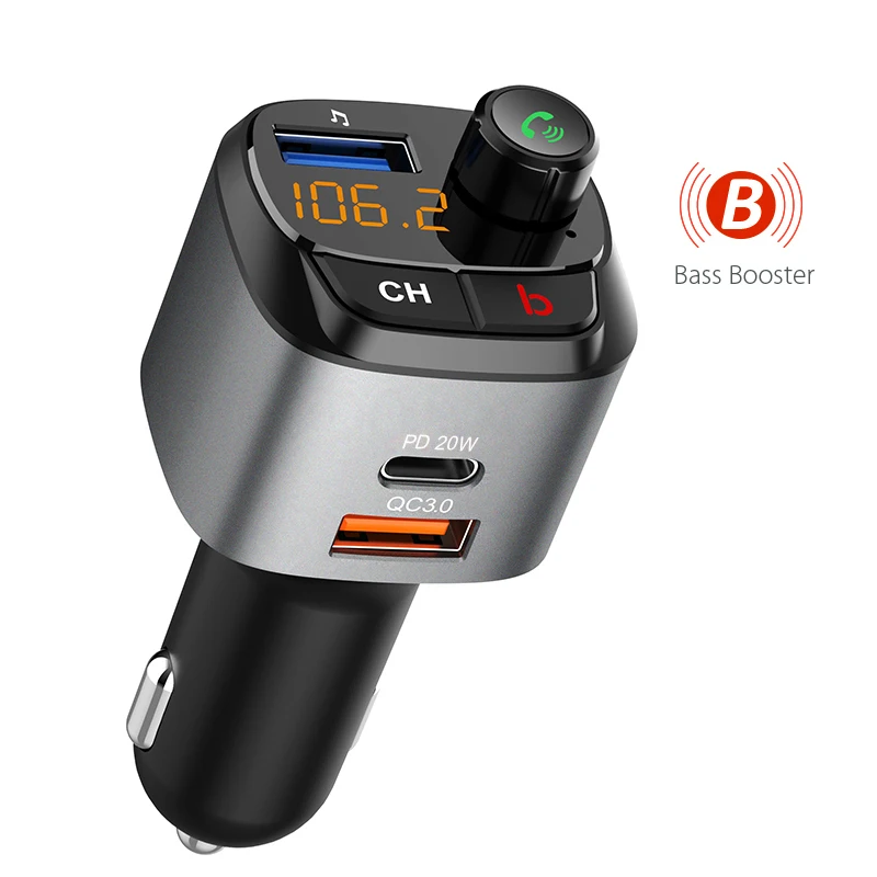 C68 MP3-плеер Bluetooth все в одном QC3.0 двойное быстрое зарядное устройство голосовой помощник BT 5 0 автомобильный беспроводной FM-передатчик со светодиодным дисплеем