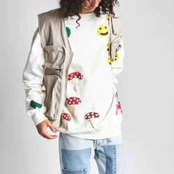 Decheng Oem Puff Printing Cute Oversized Drop Shoulder Cotton Hoodie Crew Neck Jumpers French Terry Off White Sweatshirt Man