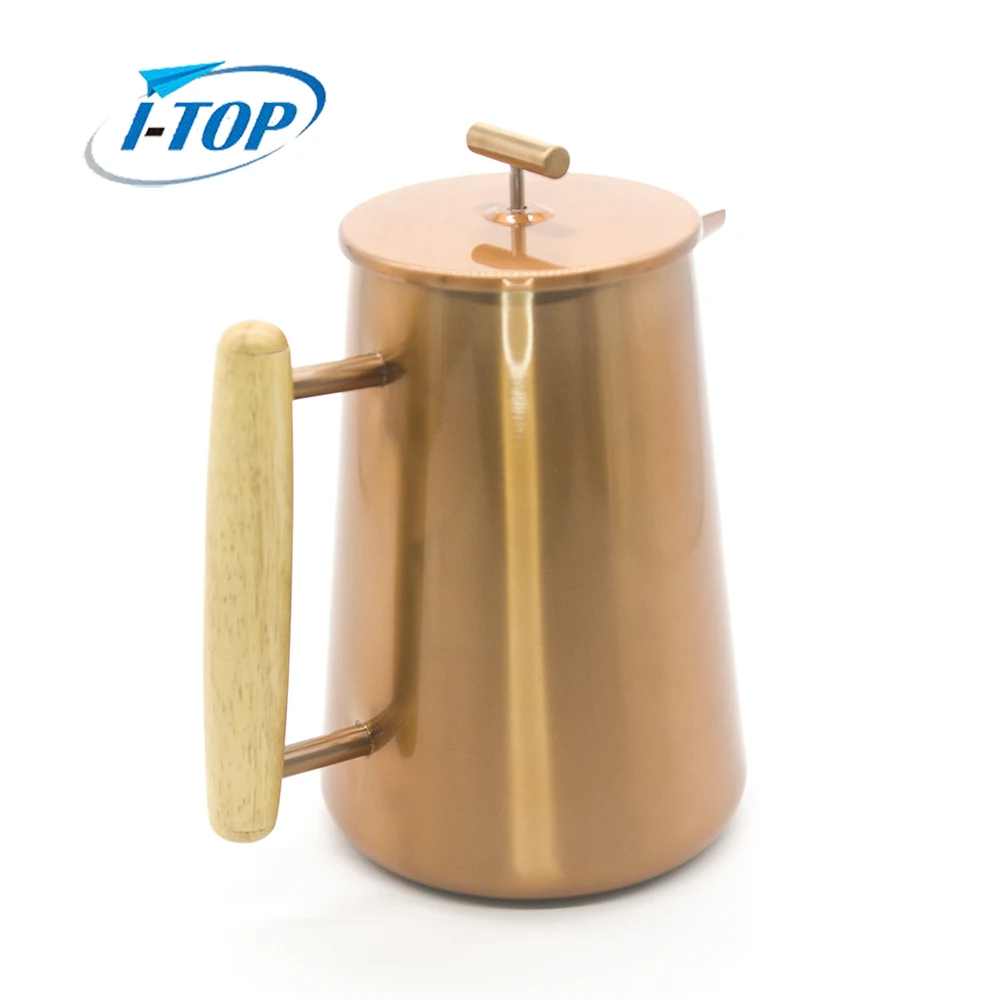 High quality stainless steel double wall copper coffee press french coffee plunger