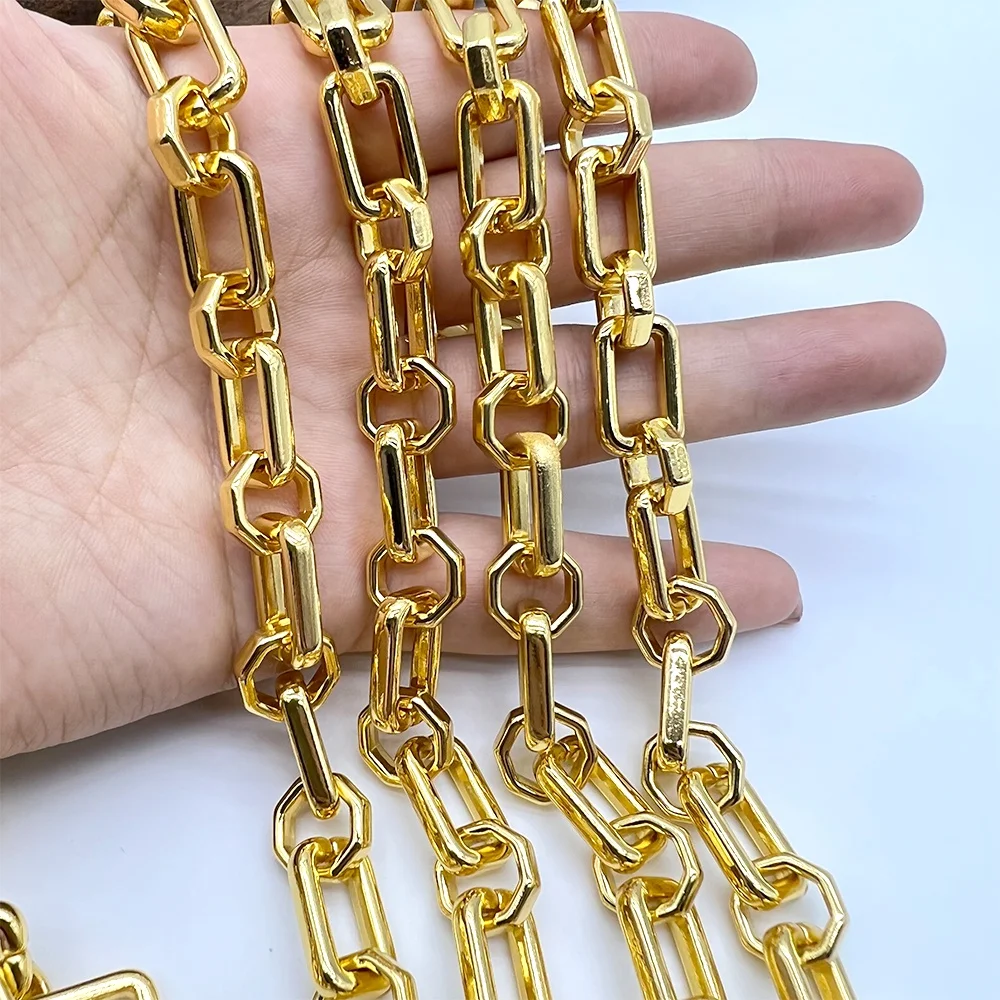High quality genuine single-shoulder chain alloy hexagonal 24K gold messenger bag women fashion handbag hardware accessories12mm