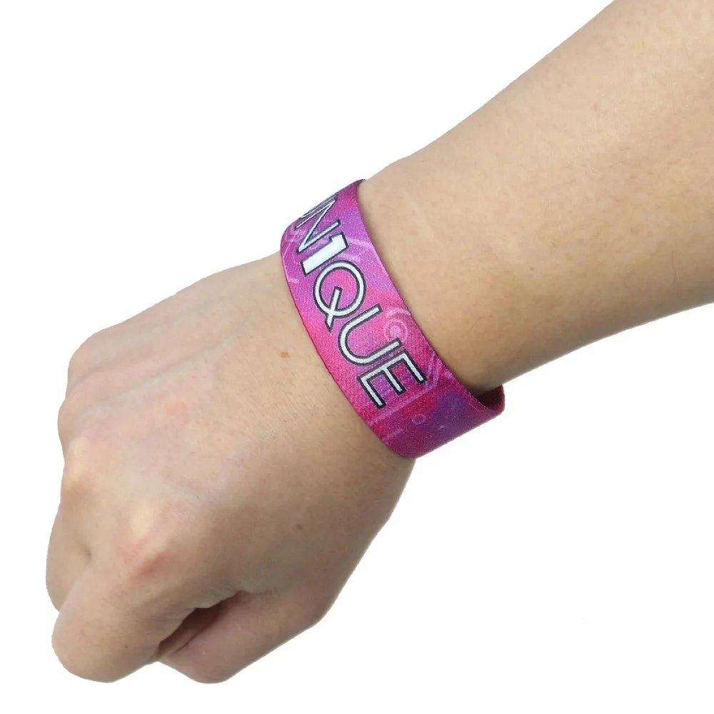 Custom logo personalized full color printing fabric sport elastic wristband for event