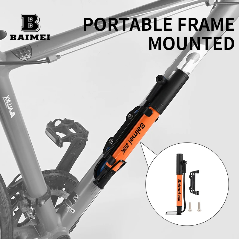 BM Bicycle Pump MTB Aluminum Alloy Portable Bicycle Pump with Fixed Frame