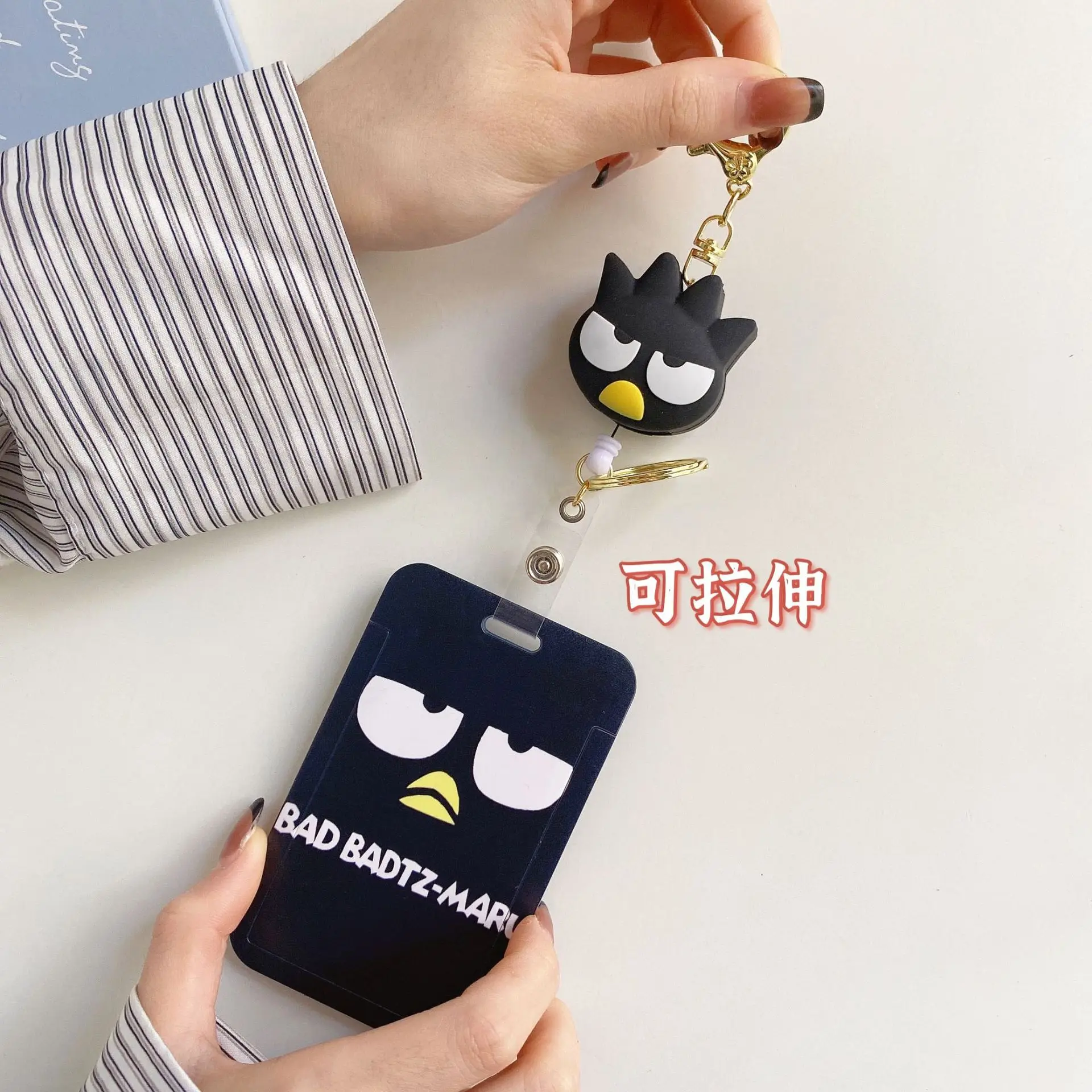 Polyester Name Badge Card Case 3D Silicone Scalable Easy Pull Buckle Cute Cartoon BAD BADTZ-MARU Cards Holder Custom Card Cover