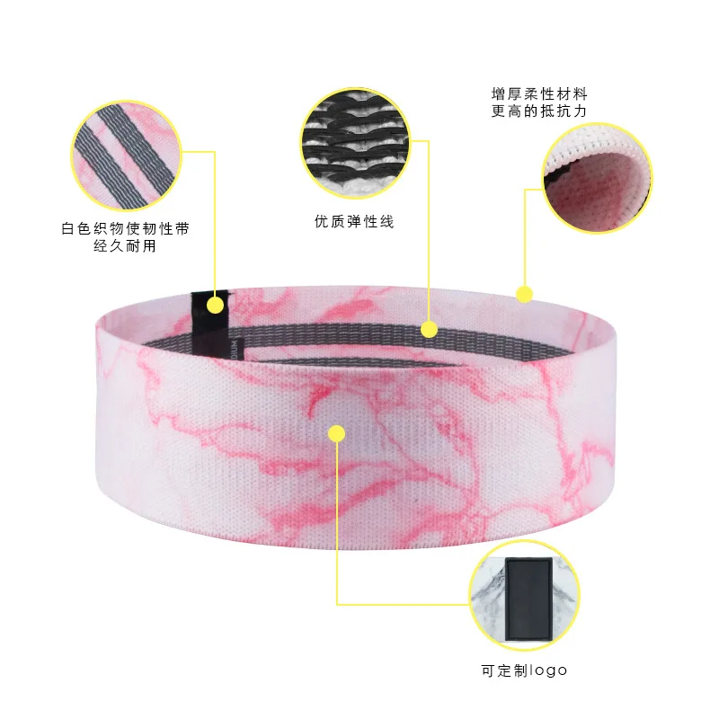 Home Gym Equipment Printing Patterned Fabric Hip Circle Loop Resistance Exercise Bands