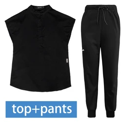Hospital Uniform Set Short Sleeve Top Jogger Pants Solid Color Surgical Clothing High Quality Beauty Salon Clothing Wholesale