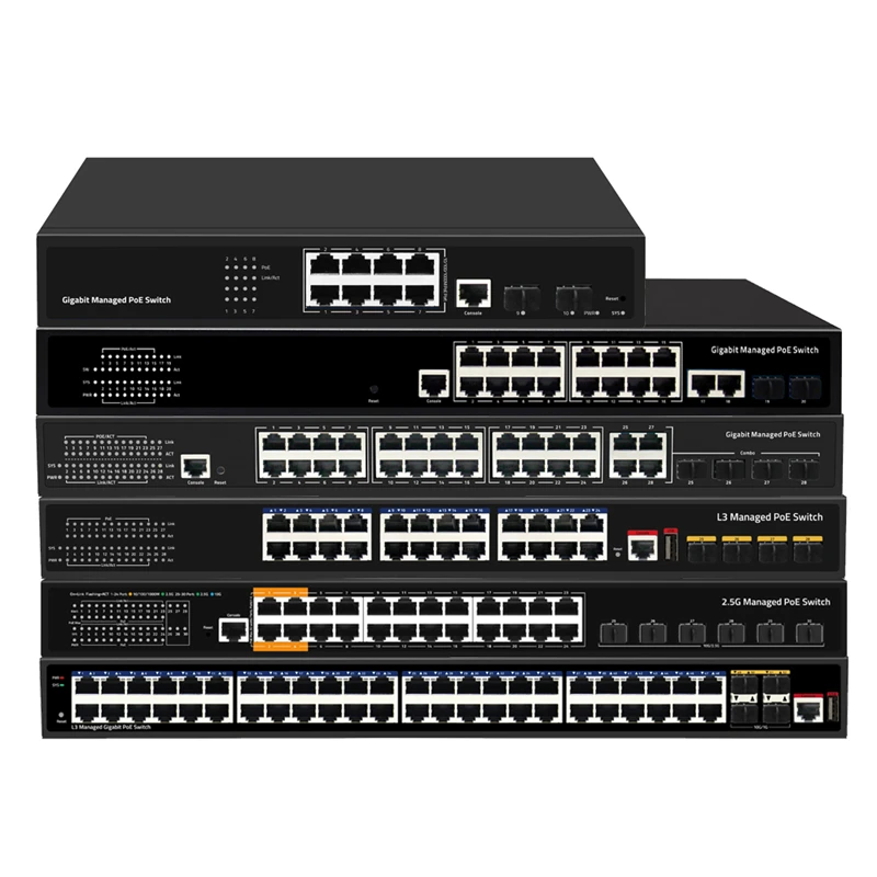 48 ports managed PoE switch with 4*10g SFP+ layer 3 managed 10G uplink with routing