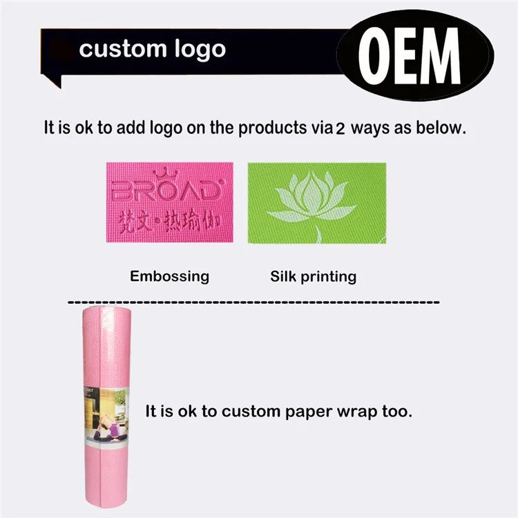 173*61cm classic exercise pilates mat customizable logo pvc yoga mat 4mm 6mm 8mm
