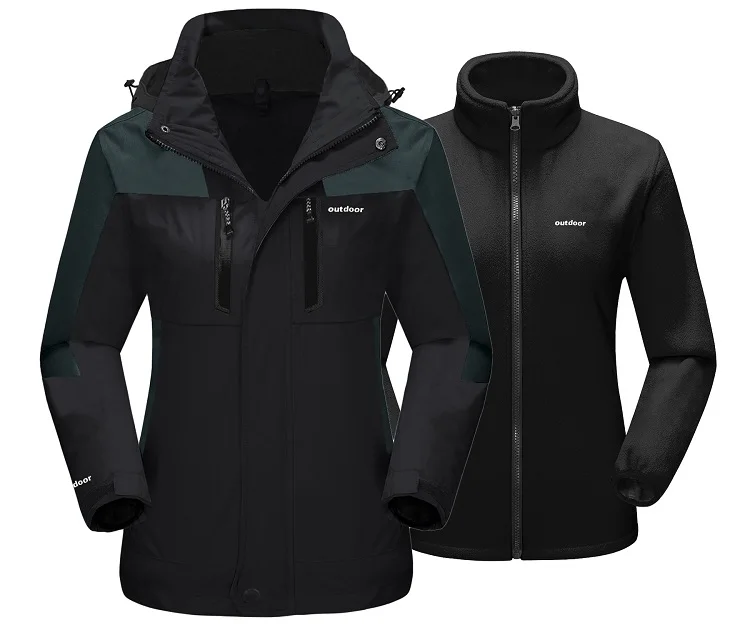 Cheaper 100% Polyester Jacket Multi-layer With Removable Hoodies Outdoor Woman Winter 3 in 1 jackets