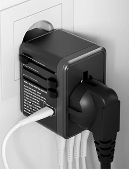 Worldplug International Travel Power Adapter 1 USB Port 4-Outlet Universal Travel Wall Charger GAN 1 USB 4C Adapter Electrical