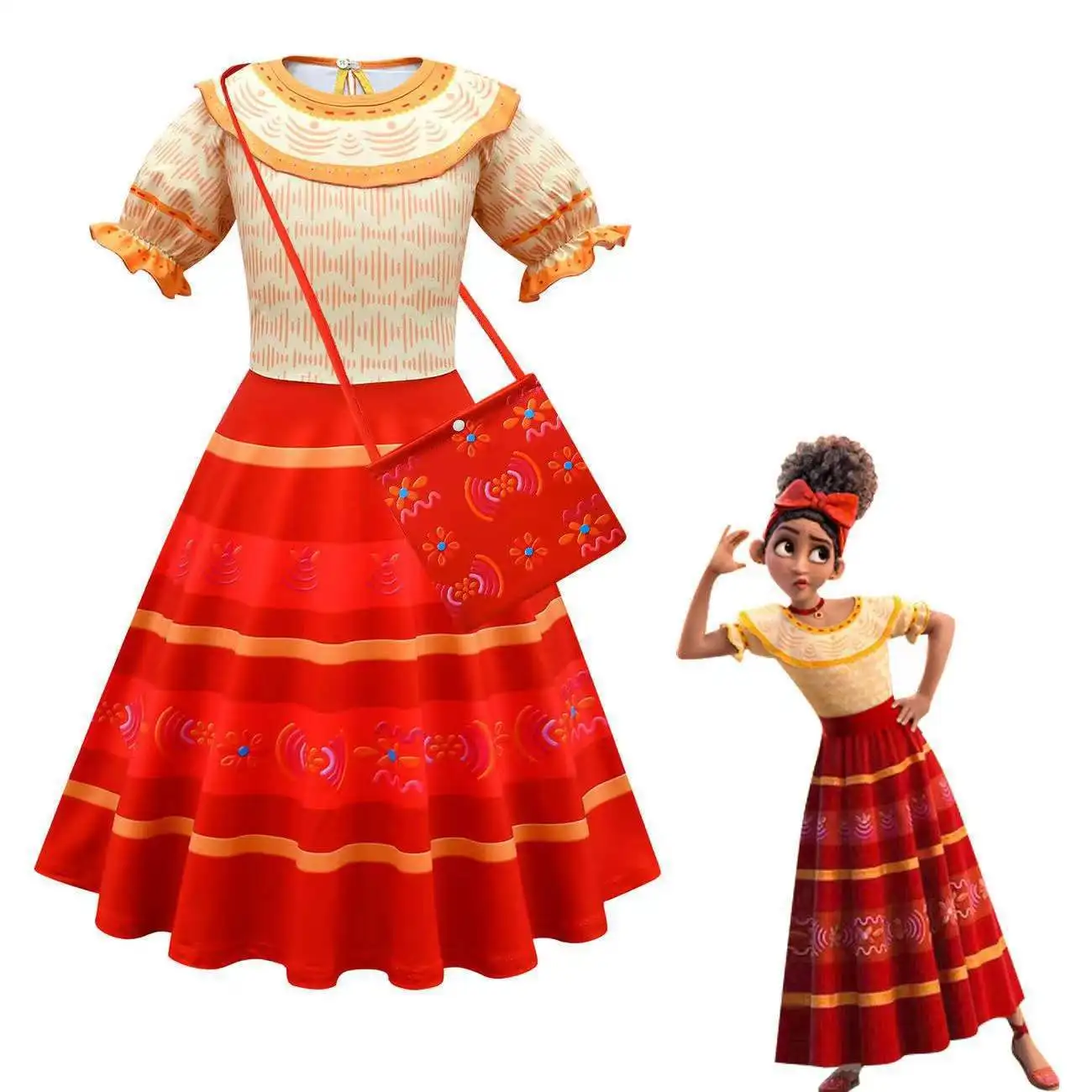 2022 New Charm Encanto Mirabel Madrid Costume Kids Girl Princess Dress Halloween Cosplay Costume
