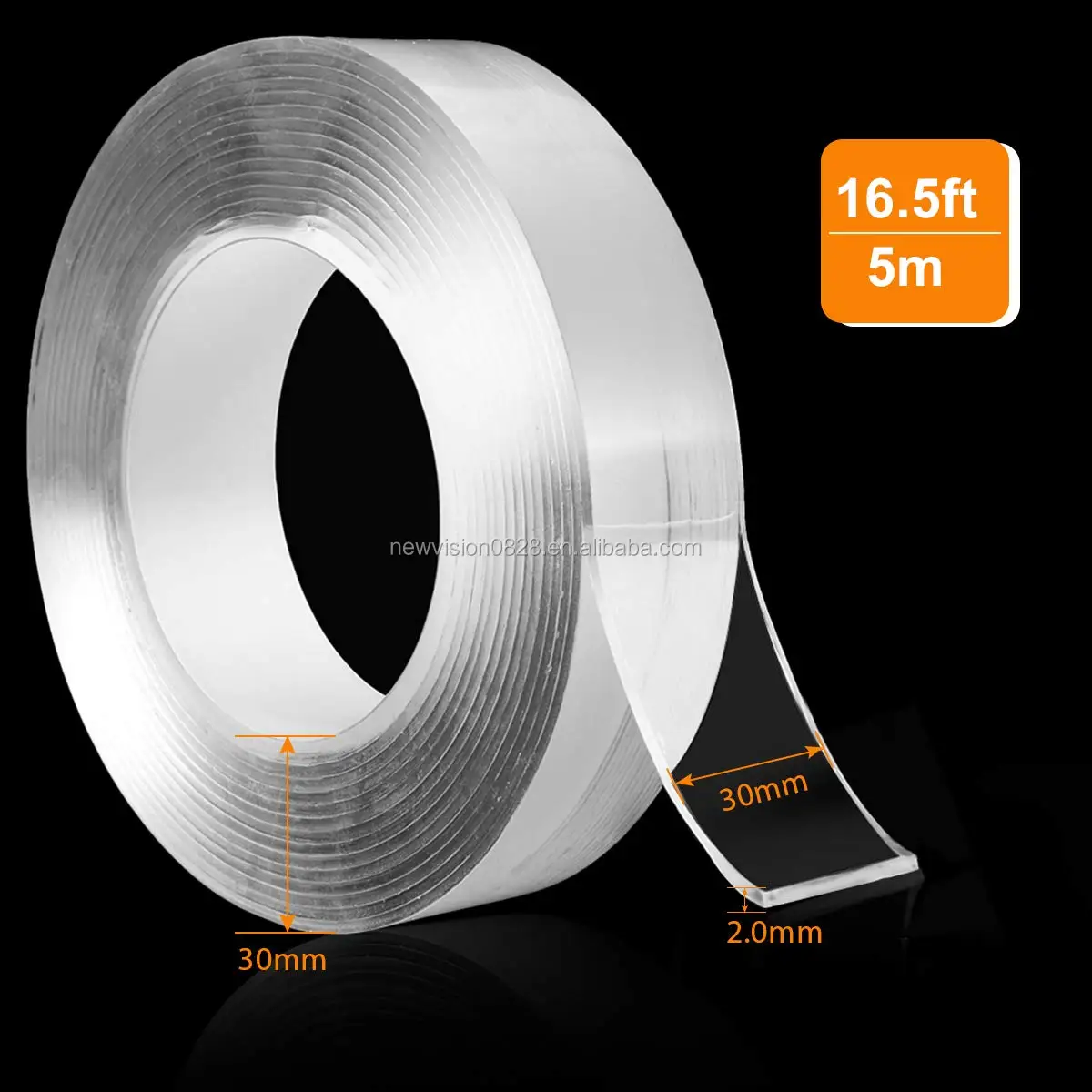 Nano Tape Double Sided Adhesive, Wall Transparent Tape Clear Traceless Washable Reusable Picture Hanging Strips for Holder