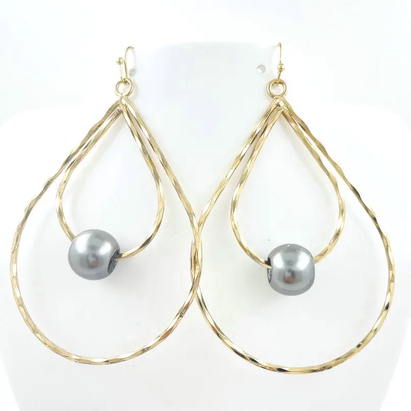 R241 pearl wire hoop earrings tahitian pearls Hawaiian jewelry wholesale