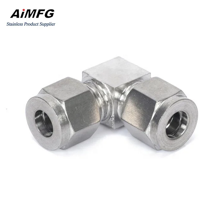 Wholesale Price swagelok fittings OD elbow ISO8434 two ferrule fitting compression connectors union elbow for fractional tube