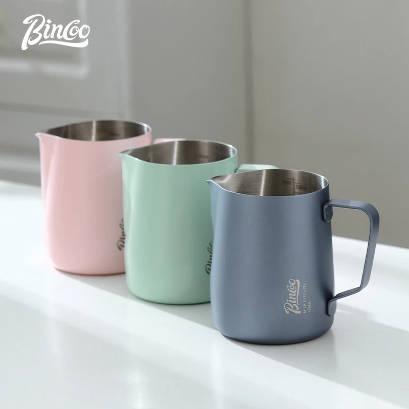 BINCOO Coffee Pull Flower Vat Milk Foam Cup Stainless Steel Professional Milk Vat Coffee Utensils 350ML/600ML