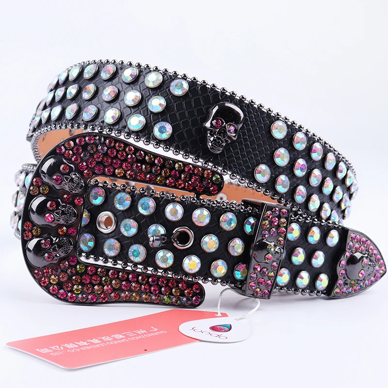 SUNDO Belts Woman 2021 Custom Rhinestone Belt Buckle For Jeans Pants Mens Rhinestone Leather Belts Daily Shopping Party