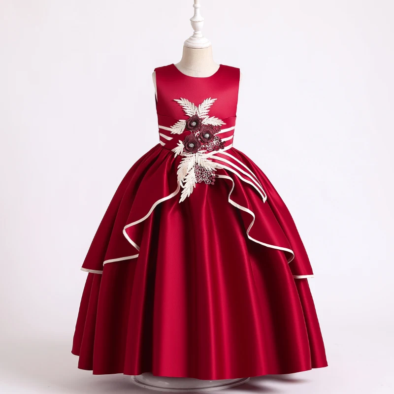Элегантное платье с пышной юбкой детское праздничное высокого качества для маленьких девочек торжественное детей От 2 до 10 лет красного цвета обувь вечеринки и