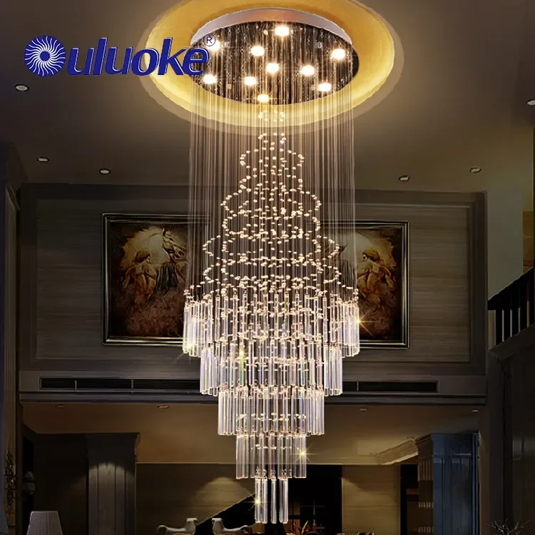 Modern Custom Decorative Hotel Villa Living Room Pendant Light Staircase Ceiling Led Crystal Chandelier