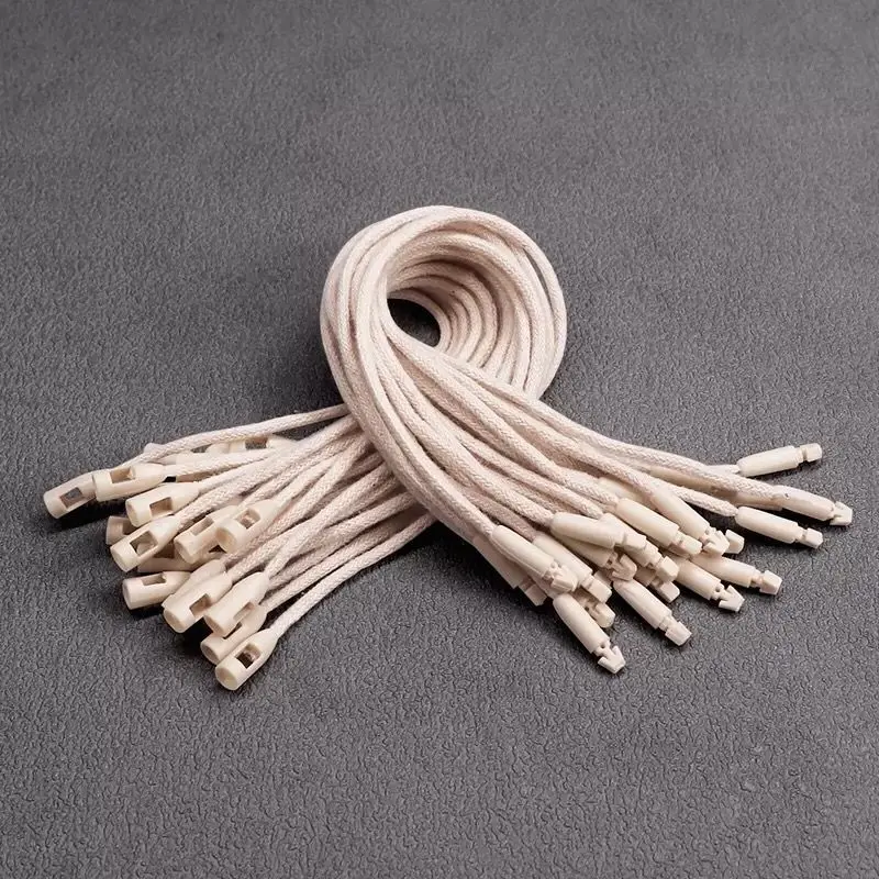 Manufacturer Black Cotton Seal Cord Bullet Shape Hang Tag String for Garment Cotton String with Plastic Clip Sustainable 1000pcs
