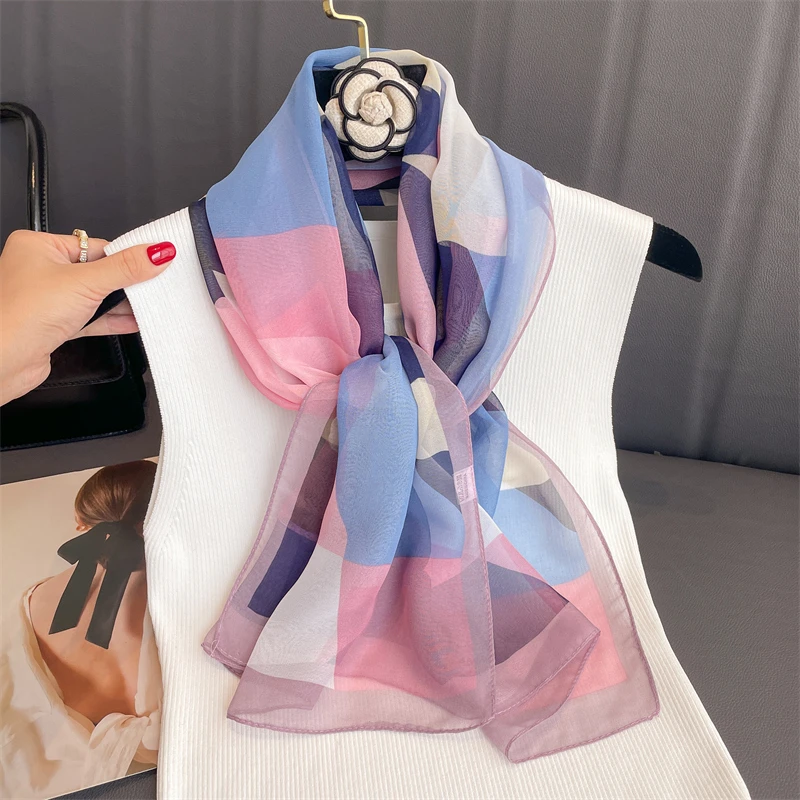 A leaf Undercap Flora chiffon scarf Multicolor Stock 50*160cm Bulk