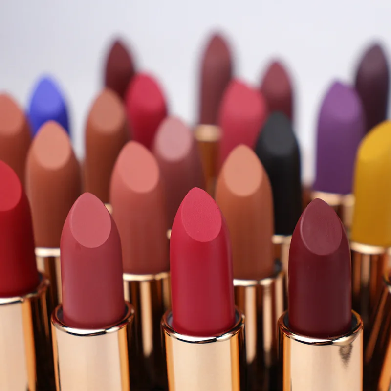 Manufacturer OEM 25 Color Vegan Makeup  Matte Moisturizing Cream Lip Stick No Brand Waterproof Nude Solid Mineral Matte Lipstick