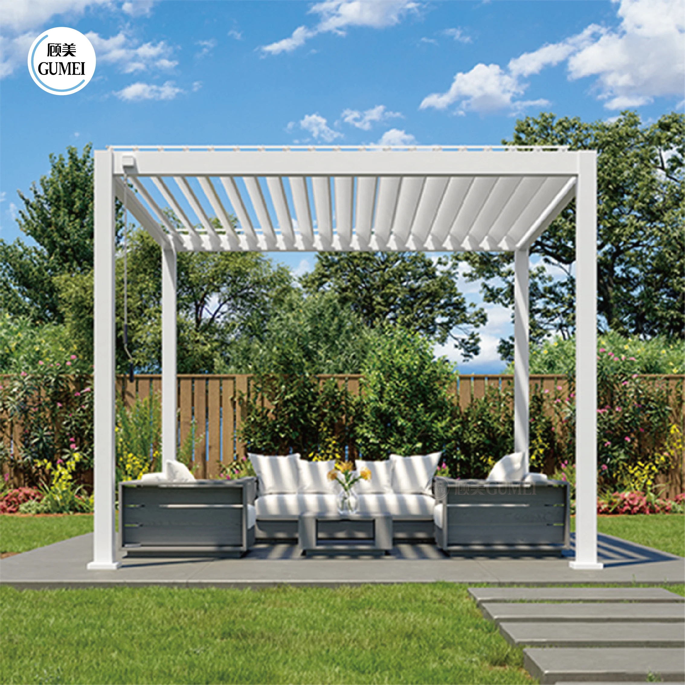 House Sun Rays and Rain Controllable Waterproof Louver Roof Bioclimate Pergolas For Sunny Zones