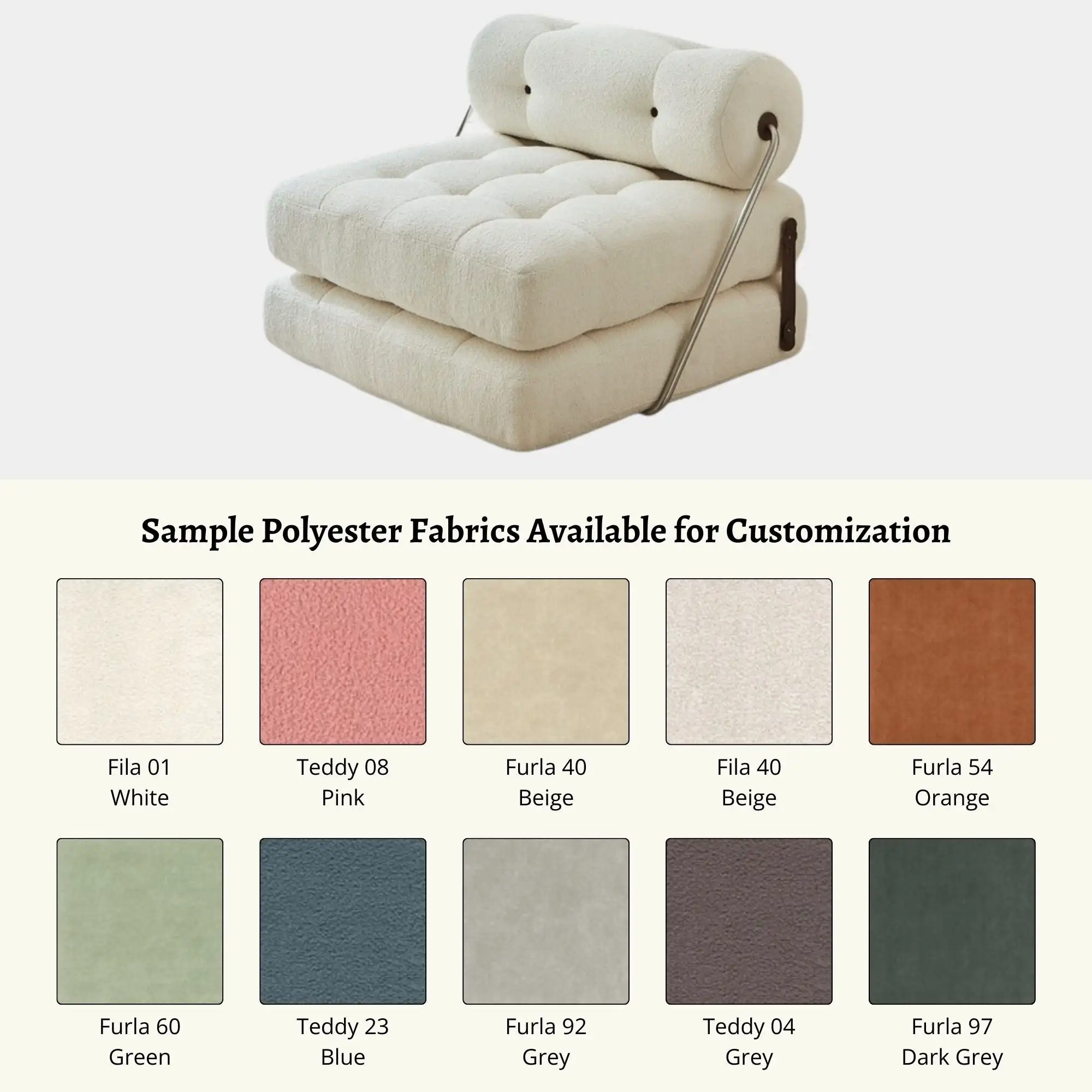 Portable Sofa Bed Comfortable Modern Multipurpose Beige Upholstered Lazy Chair For Home Indoor