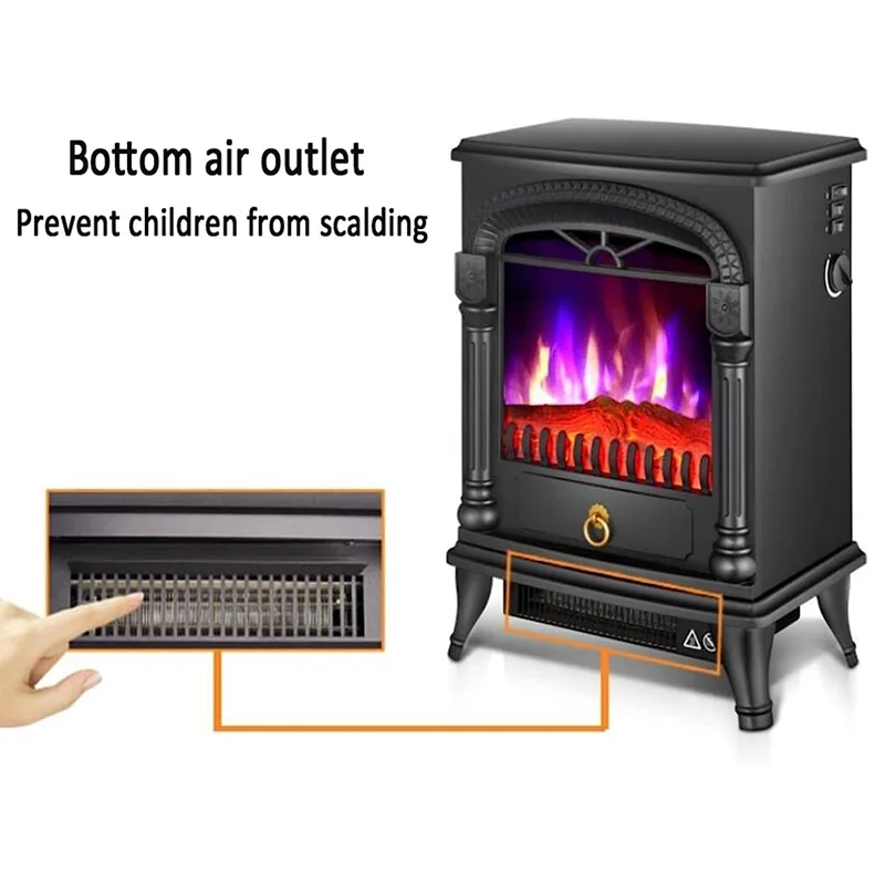 2000W Electric Fire Stove Heater Fireplace with 3D Realistic Flame